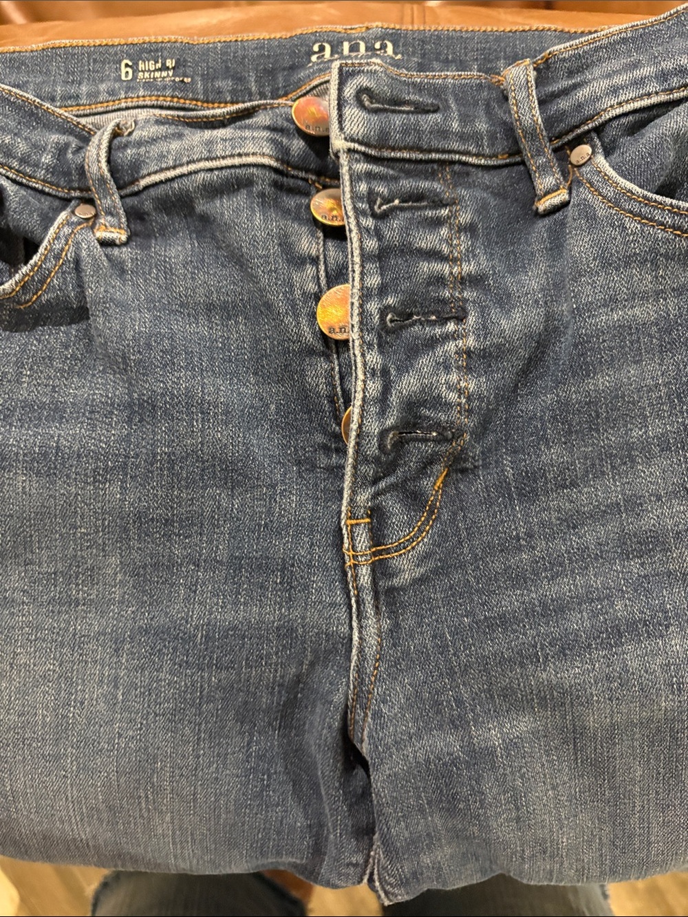 a.n.a Women's High-Rise Medium Blue Button-Fly Jeans